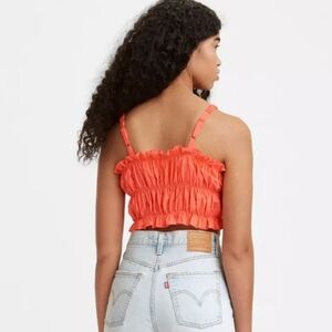 Levi's Vibrant Orange Ruffled Crop Top